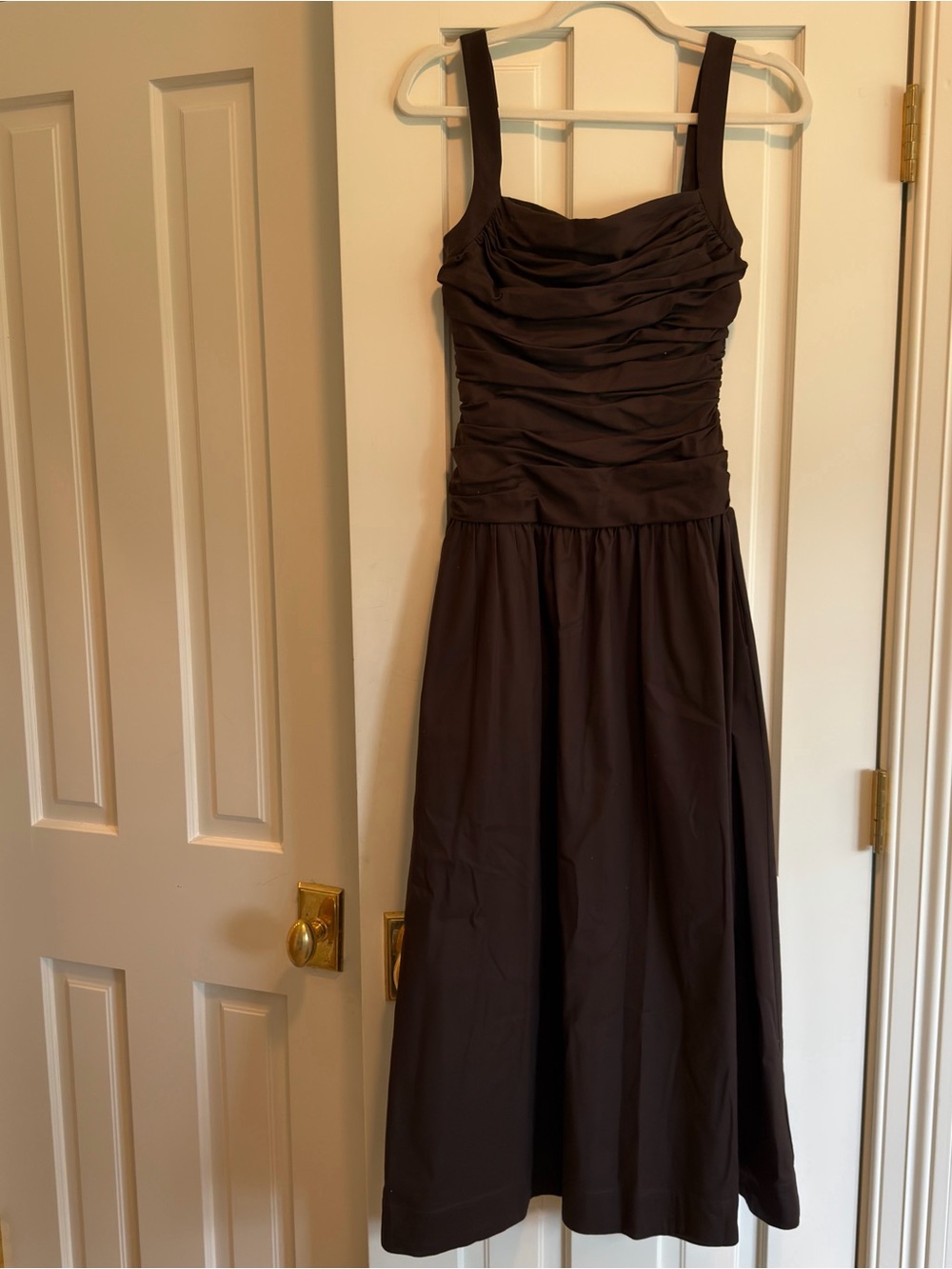 Reformation Brown Ruched Bodice Maxi Dress